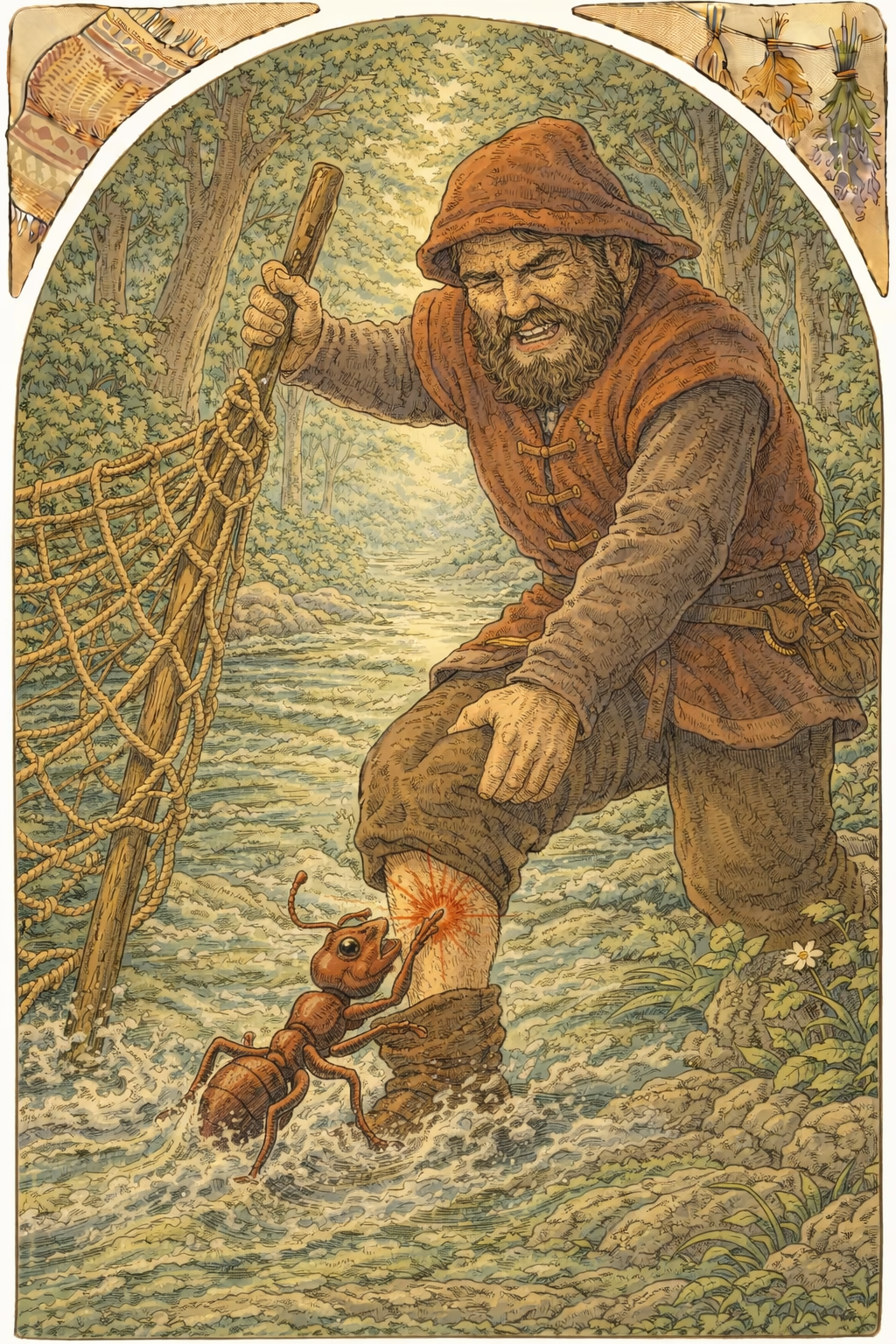 Муравей кусает охотника за ногу