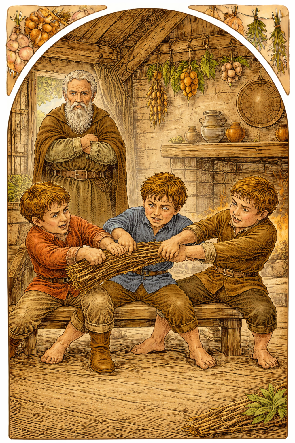 Сыновья пытаются сломать веник