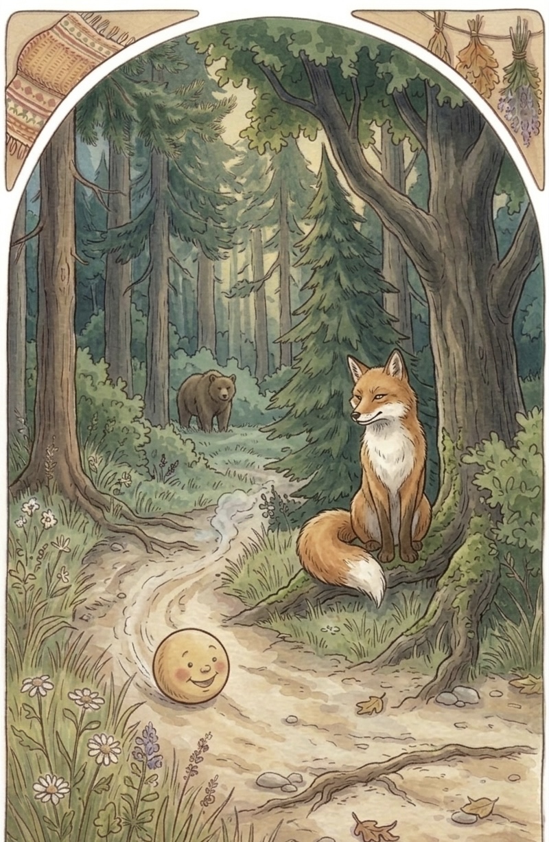 Kolobok meets the fox