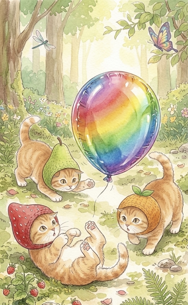 Лучик радуется радужному шарику