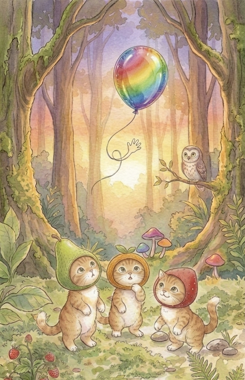 Радужный шарик прощается с котятами