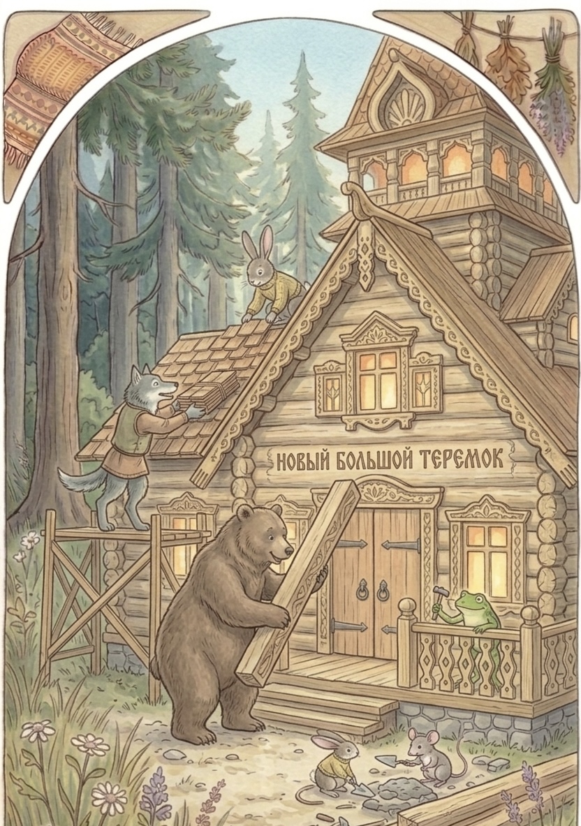 The animals build a new big teremok