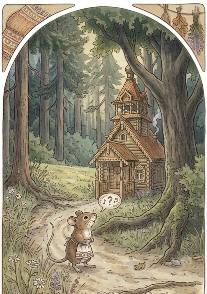 A little mouse sees the teremok